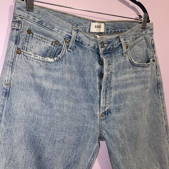 AGOLDE Jamie High Rise Classic Jeans Women Size 31 Distressed Light Wash - Picture 2 of 10